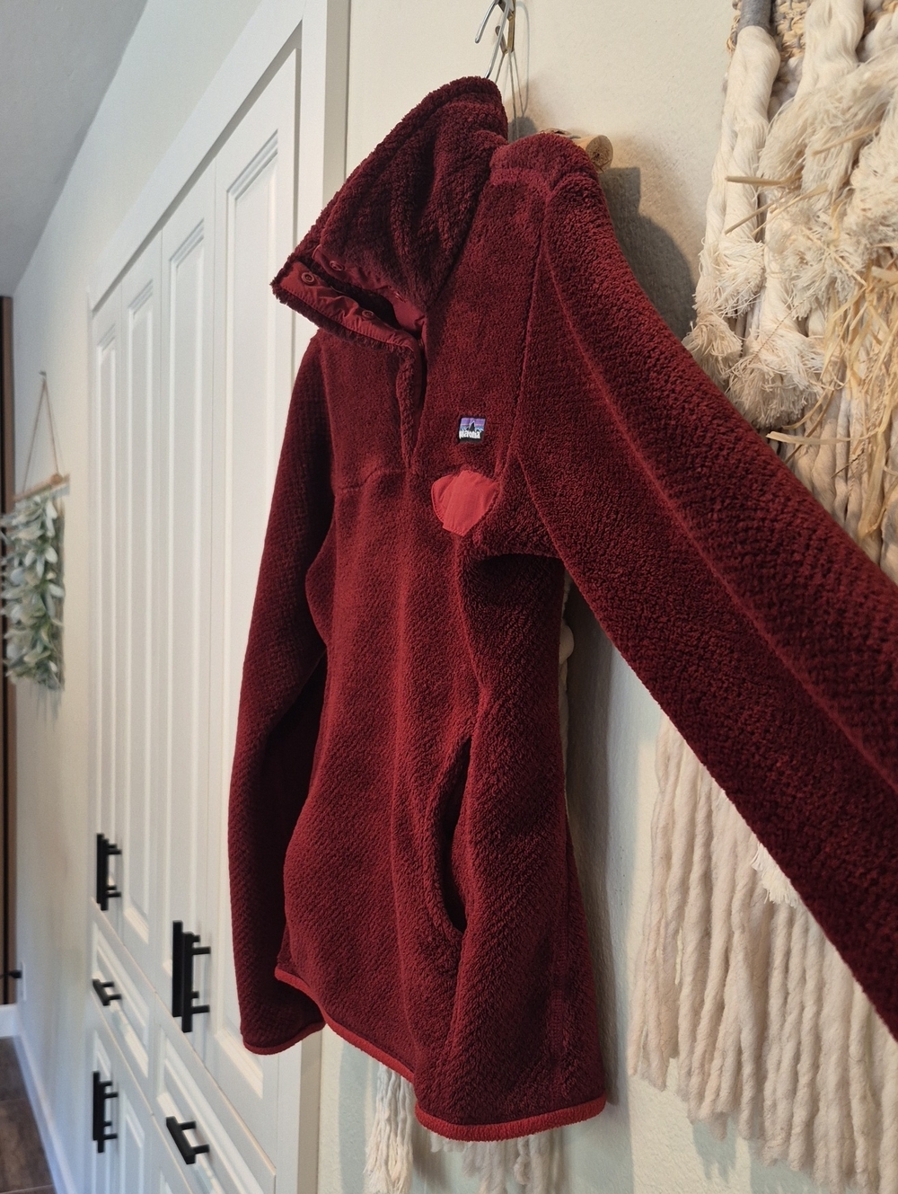 XS/S Patagonia Burgundy Re-Tool Snap-T Cozy Polartec Pullover Kangaroo Pocket - Picture 4 of 16